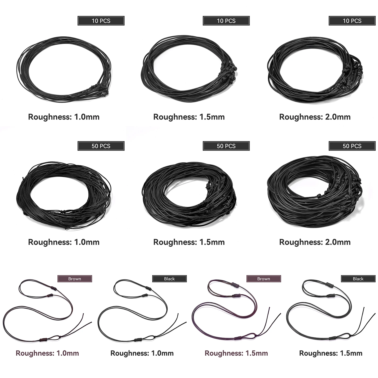 Jewelry Making Knots - 1/10/50 шт. регулируемые шнурки-колье 1/1.5/2 мм