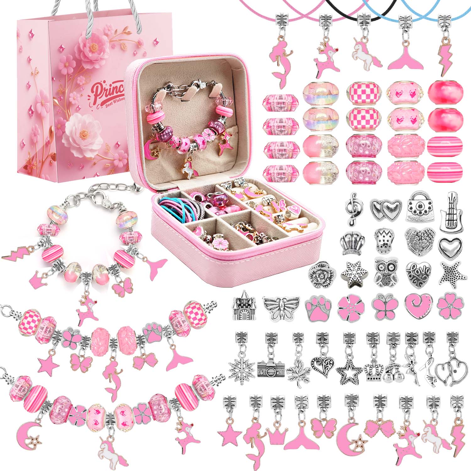 Jewelry Making Box - Набор из 68 предметов розовых украшений